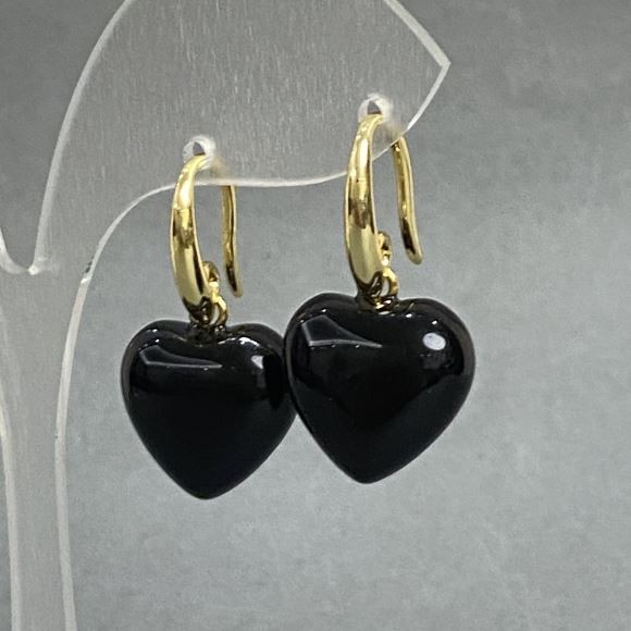 Earrings Agate heart 15mm+/-, length 28mm+