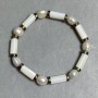 Pearl bracelet 7-9x7-8mm Hematite rondelle 6xmm+- Mother-of-pearl cylinder 13x6mm+-, length 18cm stretch