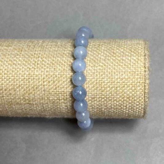 Aquamarine bracelet smooth round bead, diameter 8.5 mm +-, length 18 cm +- stretch