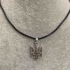 Trident pendant 25x15mm+- silver-toned metal on eco-leather cord, length 60cm +5cm chain