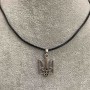 Trident pendant 25x15mm+- silver-toned metal on eco-leather cord, length 60cm +5cm chain