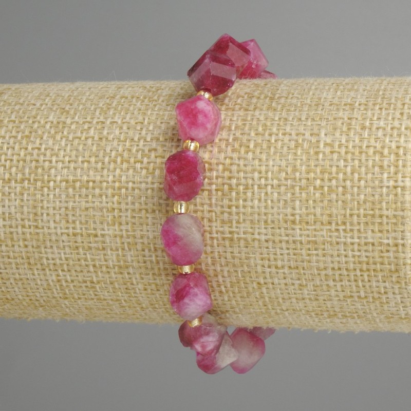 Tourmaline bracelet faceted diamond 10x9mm+- bead 3mm+-, length 18cm+- stretch