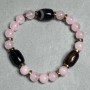 Bracelet Agate barrel 14×10 mm ± Pink Quartz bead 8 mm ± Length 18 cm ± stretch