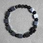 Hematite bracelet cube 8x8mm +- Silver obsidian bead 6mm+-, length 18cm +- stretch