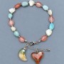 Bracelet Pearl, Chalcedony, Amazonite tumbled beads 7–10x7–8mm ±, length 18 cm +5 extension chain