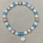 Opalite bracelet smooth round bead 6mm± Czech crystal 6x5mm±, length 18cm± stretch