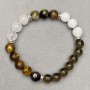 Bracelet Kacholong Rauchtopaz Tiger's Eye smooth round beads 8-9 mm ±, length 18 cm ± stretch