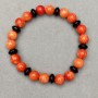 Bracelet Coral artificial, smooth bead 8mm+- Agate rondelle 8x4.5mm+-, length 18cm+- stretch