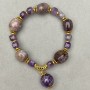 Amethyst bracelet tumbled 15x12mm ± faceted cube 7mm with inserts, length 18cm ± stretch