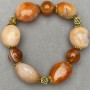 Bracelet Carnelian tumbled 20x17mm+- Agate bead 12mm+- with inserts, length 18cm+- stretch