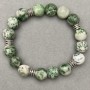 Bracelet Moss Agate bead 10.5 mm ± with inserts, length 18 cm ± stretch