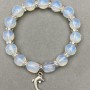 Opal bracelet faceted round bead 10mm+- bar 11x8mm+- with inserts, length 18cm+- stretch