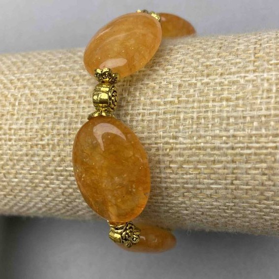 Citrine oval bracelet 25×18 mm ± with inserts, length 18 cm ± stretch