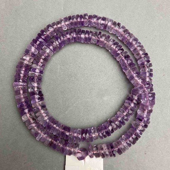 Amethyst natural gemstone beads faceted rondelle, diameter 7-7, 5x2-2, 5mm +- , length 40cm +- on a thread