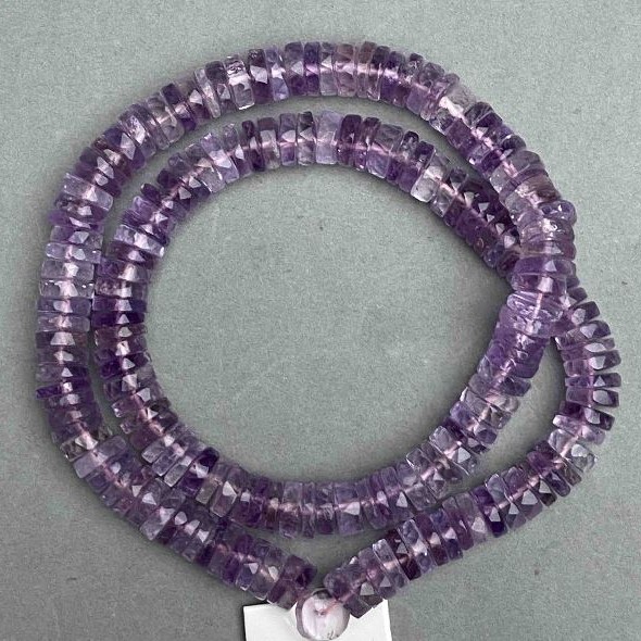Amethyst natural stone beads faceted rondelle, diameter 8x2, 5-3mm ±, length 40cm ± on a thread