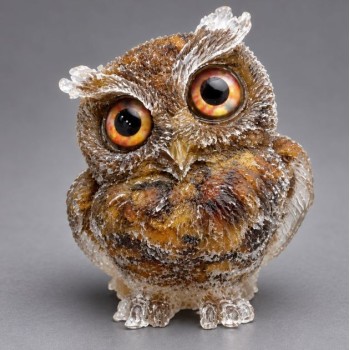 Souvenir figurine Owl made from recycled Tiger's Eye chip set in resin, diameter 60x50x40 mm+