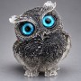 Souvenir figurine Owl, reworked rutile quartz chips in resin, diameter 60×50×40 mm+