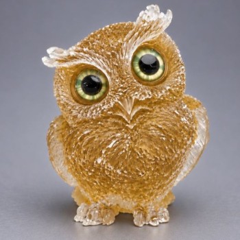 Souvenir figurine Owl, repurposed citrine gemstone chips in resin, diameter 60x50x40 mm+