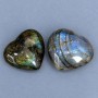 Labradorite souvenir stone in the shape of a heart 48-51x44-46 mm ± weight 136 g price per pair