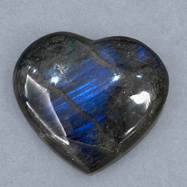 Labradorite souvenir stone in the shape of a heart 67x62 mm ± weight 139 g