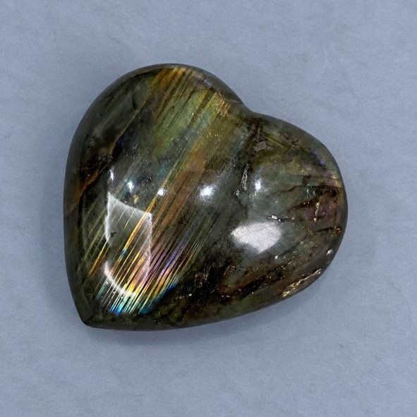 Labradorite souvenir stone in the shape of a heart 57x54 mm ± weight 130 g