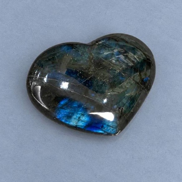 Labradorite souvenir stone in the shape of a heart 62x47 mm ± weight 99 g