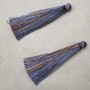 Tassel for crafts "Gray-Brown-Blue stripe", length 7 cm, diameter 7 mm, pair