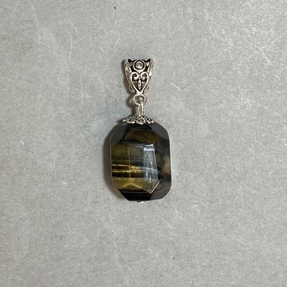 Pendant Tiger's Eye and Falcon's Eye faceted 20x15mm +- , length 38mm +-