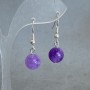 Earrings Amethyst smooth bead 10mm±, length 30mm±