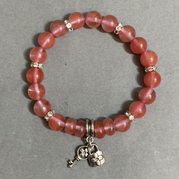 Bracelet Chalcedony smooth bead 8mm+- rondelle 8x4mm+- length 18cm+- stretch