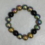 Bracelet Agate Hematite smooth bead 12mm+-, length 18cm+- stretch