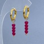 Earrings Ruby Corundum Heart 4mm+- gold-colored metal hook, diameter 16mm+-, length 35mm+-