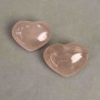 Pair Hearts Pink Quartz souvenir natural stone, diameter 43-47x33-36 mm+- 88 g