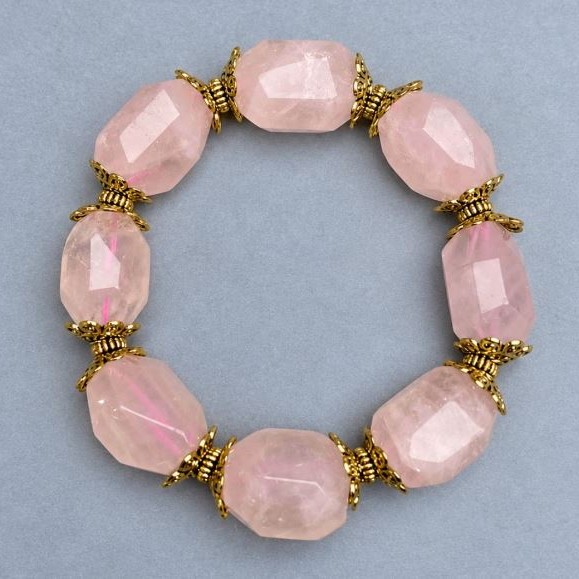 Bracelet Pink Quartz tumbled, diameter 20x15mm+- , length 18cm+- stretch