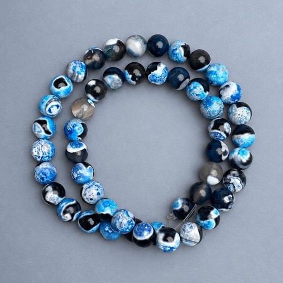 Agate beads, smooth round bead, diameter 8 mm +/-, length 38 cm +
