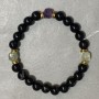 Bracelet Agate smooth bead 8mm+- Prehnite faceted cube 7x7mm+-, length 18cm +- stretch
