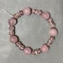 Bracelet Pink Quartz smooth bead 12mm+- Czech crystal faceted rondelle 8x6mm+-, length 18cm +- stretch