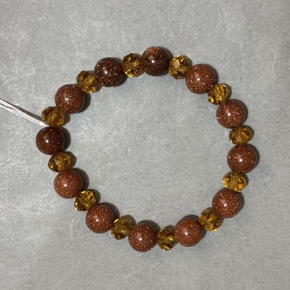 Bracelet Aventurine smooth bead 10mm+- Czech crystal faceted rondelle 8x6mm +-, length 18cm +- stretch