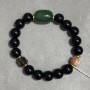 Agate bracelet smooth round bead 10mm+- Chrysoprase tumbled 18x13mm+-, length 18cm +- stretch