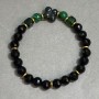 Agate and Malachite Bracelet, faceted bead 8mm ±, length 18cm ± stretch
