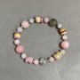 Bracelet Morganite smooth round bead 6mm± to 10mm± Scaferka rondelle 8x2mm±, length 18cm± stretch