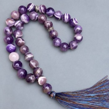 Amethyst Chevron prayer beads Chevron 33 beads, diameter 10mm