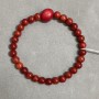 Coral bracelet smooth round bead 8mm+- tumbled 11x10mm+-, length 18cm +- stretch