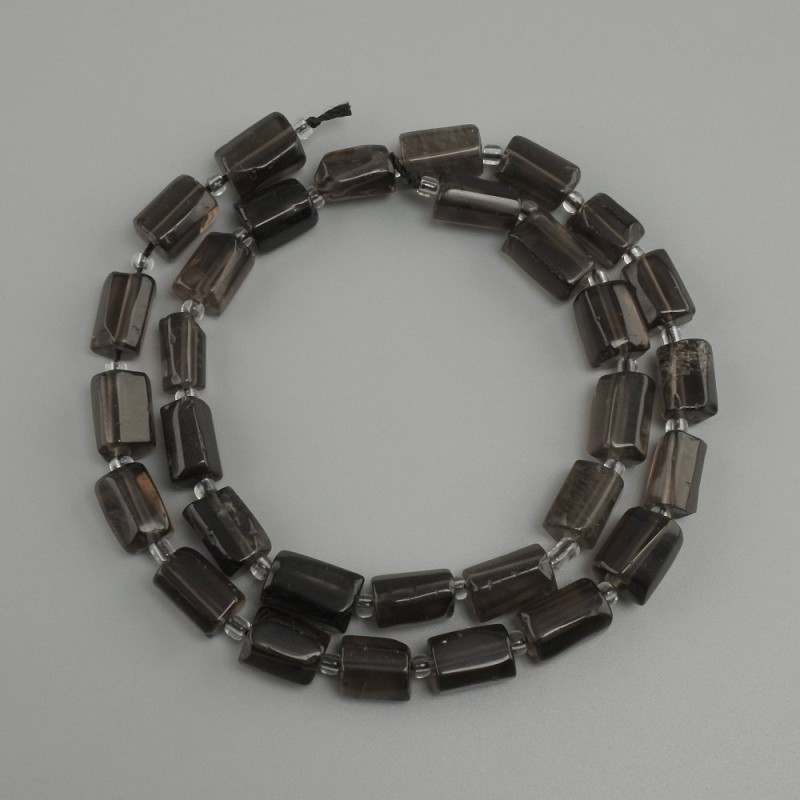 Smoky Topaz Beads Chip Cut, diameter 11-12x6-8 mm ±, seed beads 3 mm ±, length 39 cm+