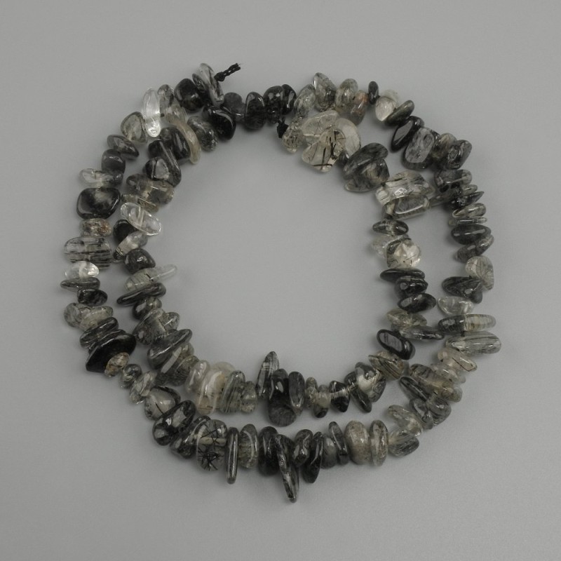 Rutilated Quartz Hair Quartz Chip Beads, diameter 6-12x3-6mm+-, length 40cm+