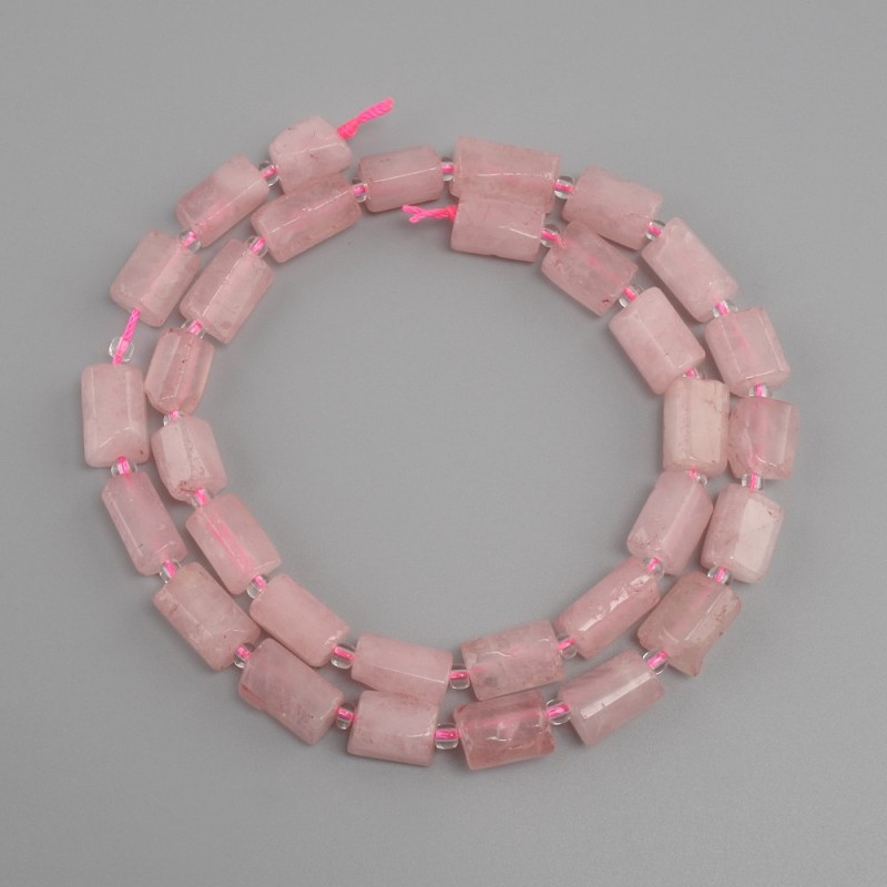 Beads Pink Quartz tumbled rough, diameter 10-12x6-7, 5mm+- seed beads 3mm+-, length 41cm+