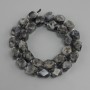 Larvikite beads faceted, diameter 11, 5-12x9-11mm+- seed beads 3mm+-, length 39cm+-