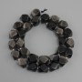 Obsidian beads, silvery faceted, diameter 12x10mm+- seed beads 3mm+-, length 39cm+-