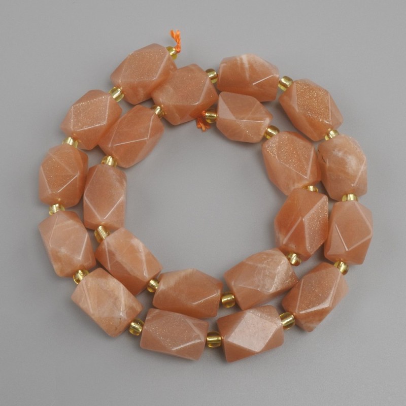 Selenite beads multifaceted, diameter 15-16x10-11mm+- seed beads 3mm+-, length 38cm+-