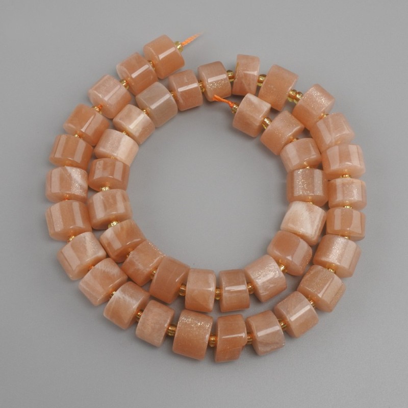 Selenite Beads Rondelle, 11x7 mm ±, Seed Beads 3 mm ±, 38 cm +